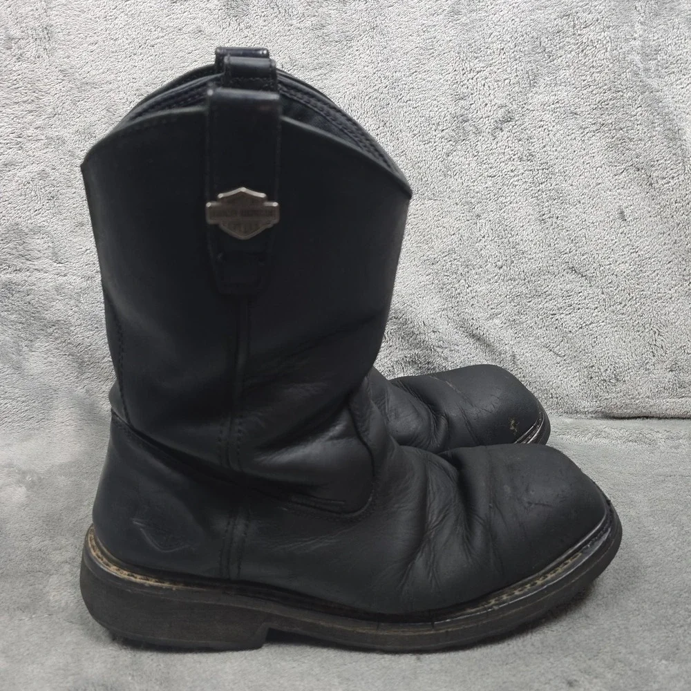 Harley Davidson Mens sz 10 M Altman D93563 Black Leather Biker Boots